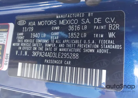 2020 Kia Rio S from USA, damaged, VIN 3KPA24AD3LE295288